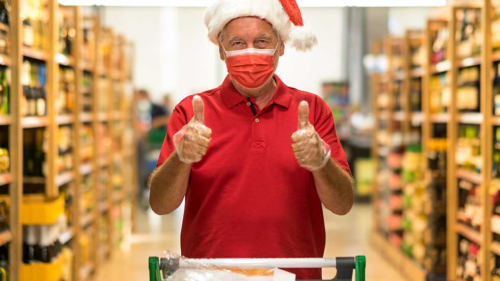 Christmas to do list man shopping Santa hat